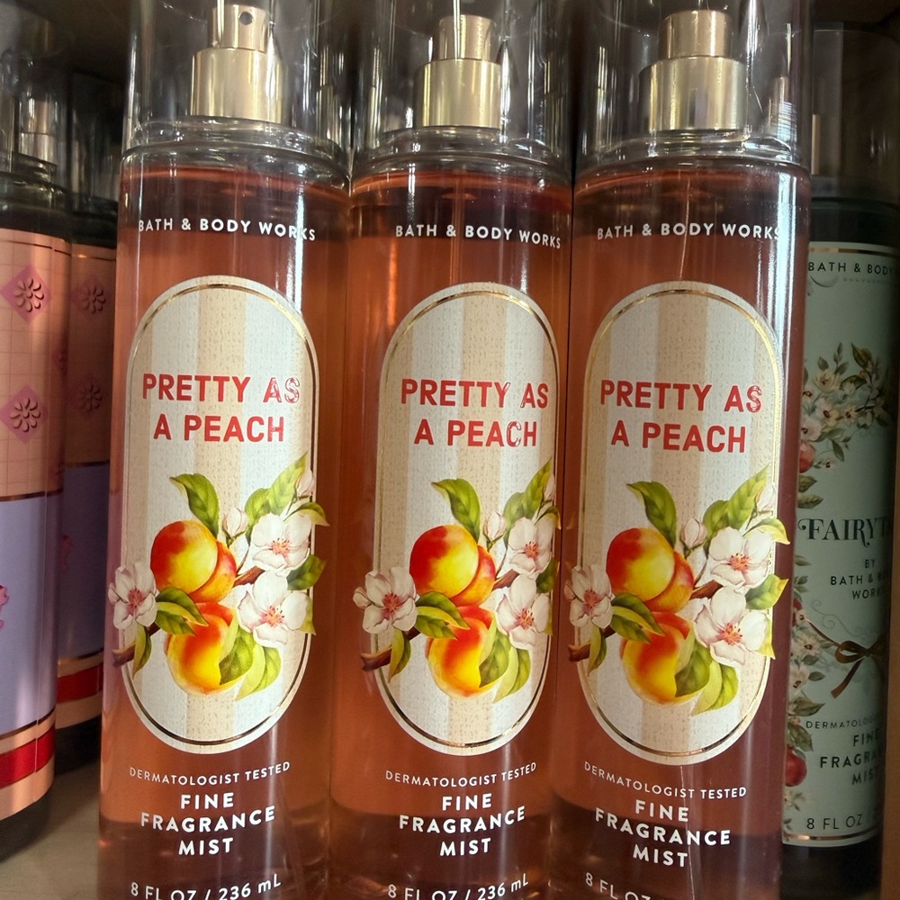 3 Bath & Body Works Pretty as a Peach Fragrance Mist - Peach & White